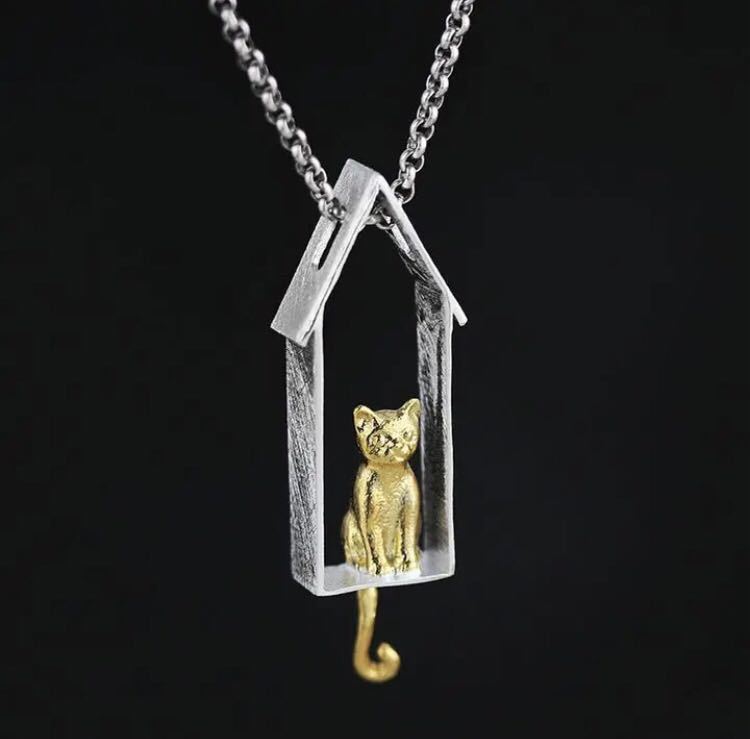 【超歓迎された】 シルバーネックレス プレゼント 窓猫 人気 レディース ネコ 猫 シルバー