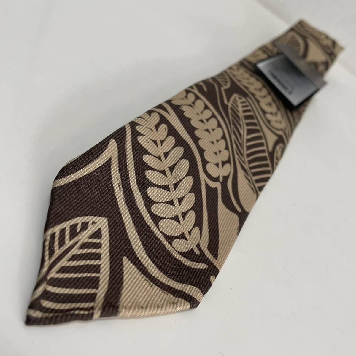 TIE YOUR TIE【タイユアタイ】 ブラウン総柄ネクタイ セッテピエゲ 新品 未使用 タグ付き 定価30,800円の画像3