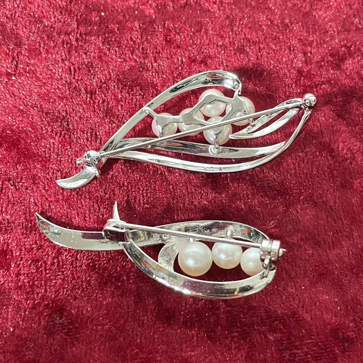 SILVER silver MIKIMOTO Mikimoto pearl pearl brooch set 