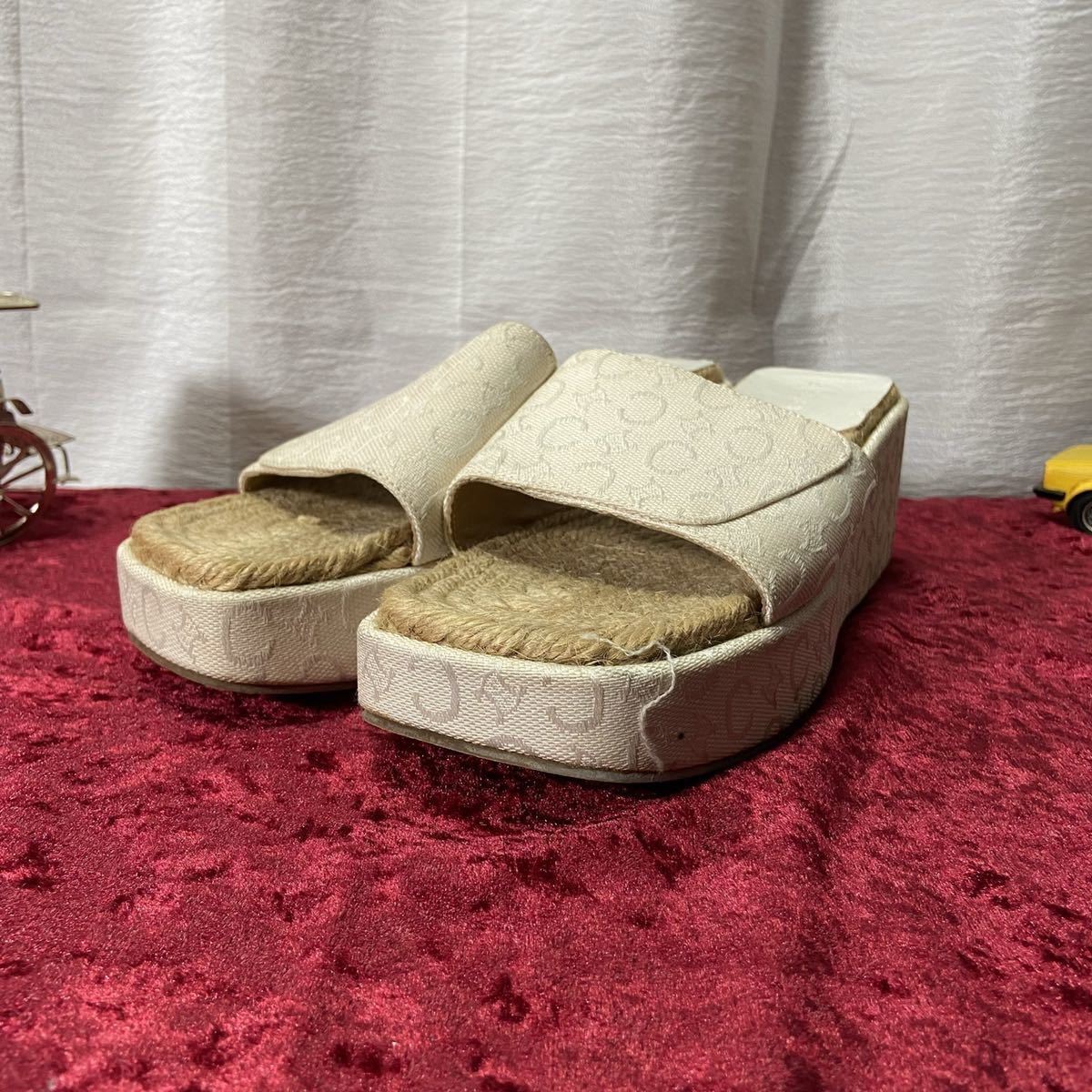 スペイン製 CELINE セリーヌ マカダム柄 パンプス サンダル 靴