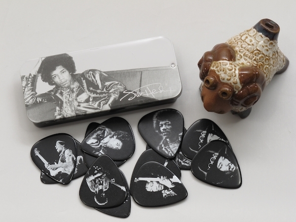 [新品] Jim Dunlop ギターピックケース JHPTR05H ジミヘン ピック12枚付 Jimi Hendrix portrait　ジミ・ヘンドリックス・ポートレート_画像1
