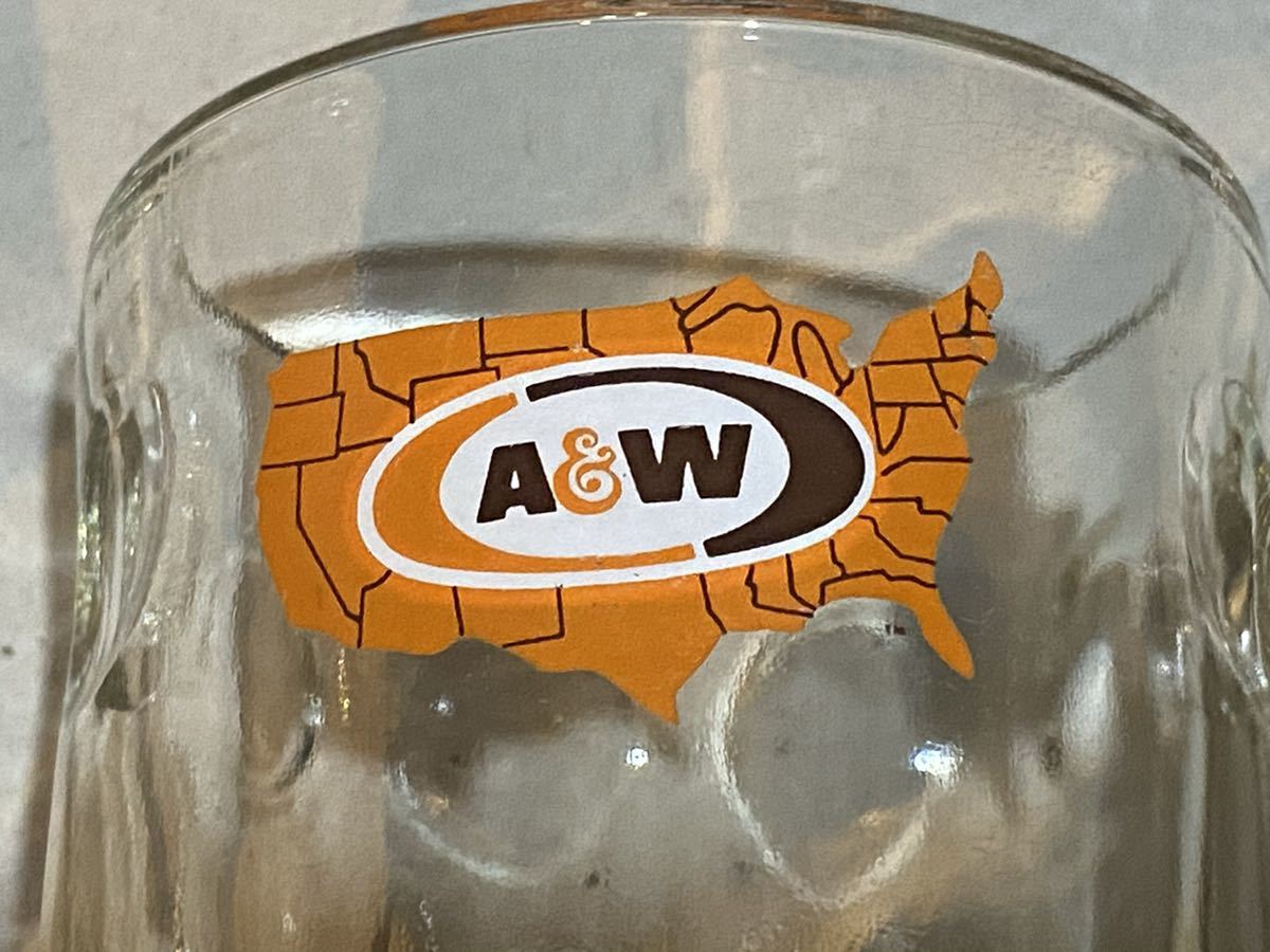 A＆W USA アメリカ ガラス マグカップ 大 USDM　アメリカ地図ロゴ エーアンドダブリュー 管理A＆WL_画像1