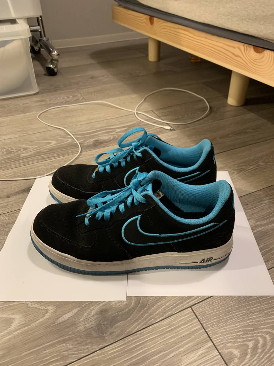 NIKE AIR FORCE1 US13(31cm) Black/Turquoise Blue ナイキ エア フォース 1 ロー ブラック/ターコイズブルー_画像1