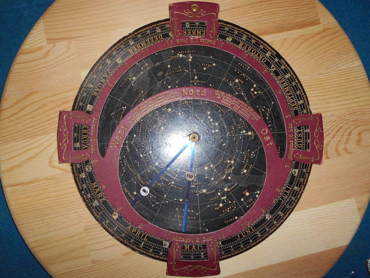 アンティーク、天球図、天文、星座早見盤、、星図、星座図絵1908 アンティーク、天球図、天文、星座早見盤、、星図、星座図絵1908