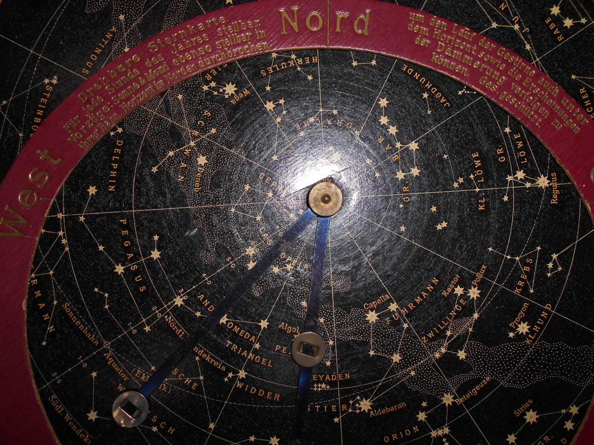 アンティーク、天球図、天文、星座早見盤、、星図、星座図絵1908 アンティーク、天球図、天文、星座早見盤、、星図、星座図絵1908