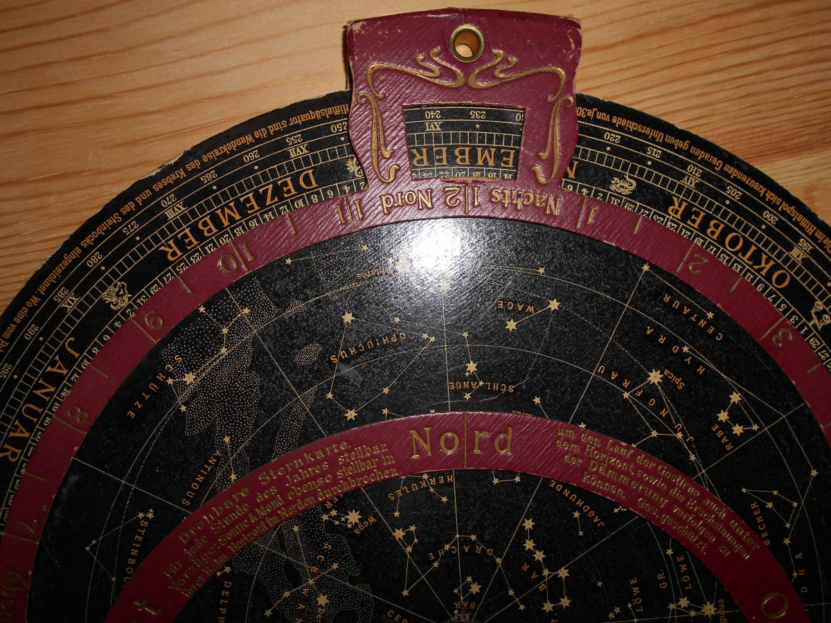 アンティーク、天球図、天文、星座早見盤、、星図、星座図絵1908年『ドイツ星座早見盤』Star map, Planisphere, Celestial atlas