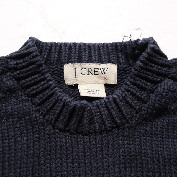 90's 00's Jクルー クルーネック コットン ニットセーター 紺 (M) ネイビー 無地 90年代 00年代 旧タグ オールド J.CREW_画像7