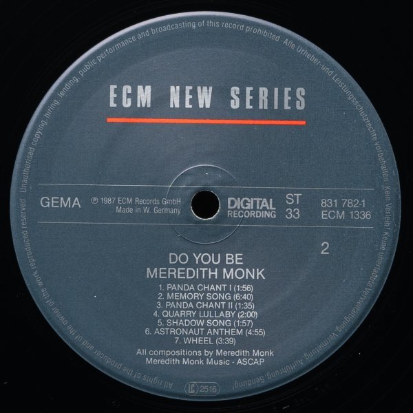 【独オリジナル】MEREDITH MONK W.GERMANY盤 DO YOU BE メレディスモンク ECM 現代音楽 STEVE REICH_画像7