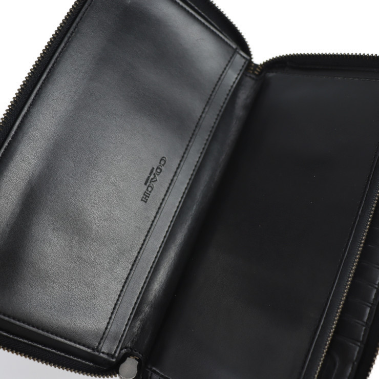 美品 COACH コーチ シグネチャー F67623 長財布 PVC レザー ブラック
