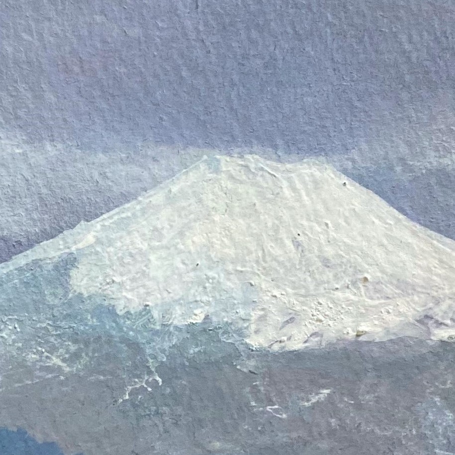 多田晴義『富士山と月』、肉筆画・直筆サイン入り、証明書、高級額装付き、送料無料_画像4