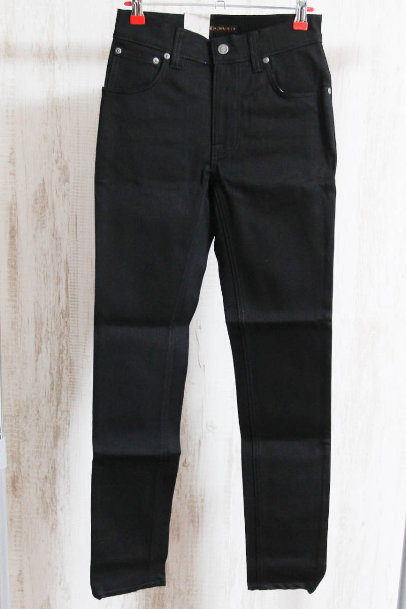 タグ付き新品 Nudie Jeans 爆買い新作 お洒落 ヌーディージーンズ THIN FINN W26 L30 COLD BLACK DRY
