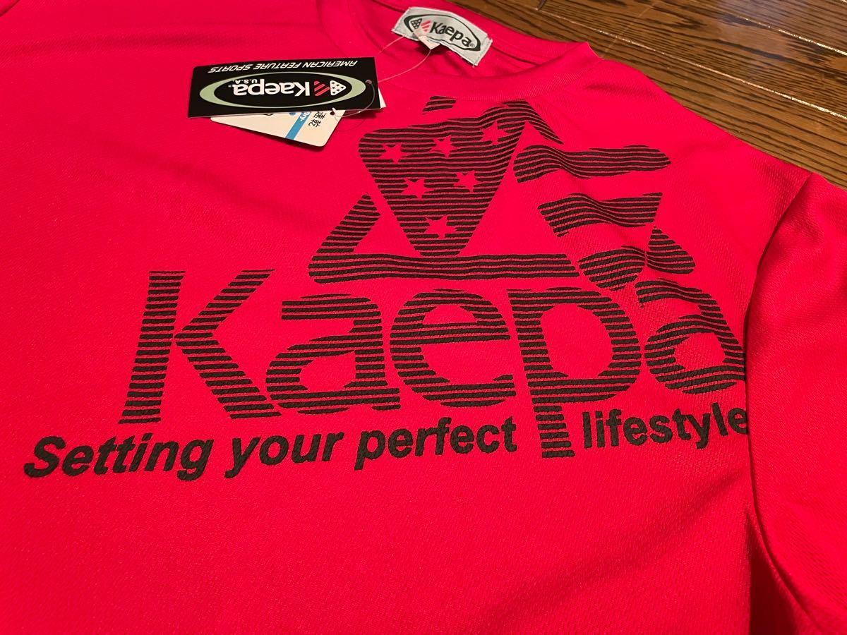 【ヨガやダンスのレッスン用に最適！ 】kaepa ケイパ　Ｔシャツ＆ハーフパンツ　レッド＆ネイビー　Lサイズ