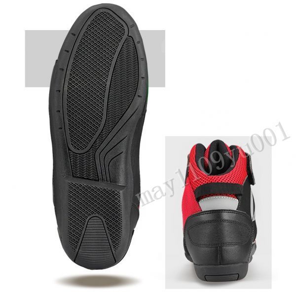 SALE! ライディングシューズ メンズ 靴 レーシングブーツ 合革 格好いい フェイクレザー バイク用ツーリング ブラック・43サイズ：265mm_画像6