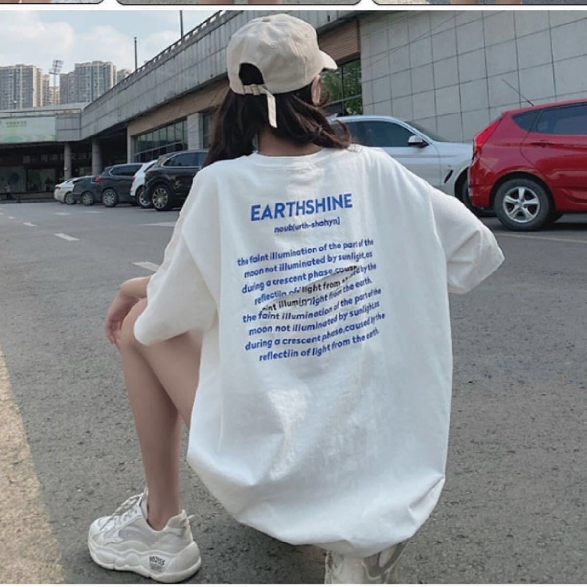 Paypayフリマ 韓国 バックプリント ロゴtシャツ おしゃれ可愛い ホワイト ｘｌ 新品