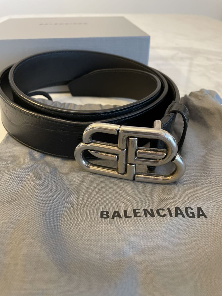 国内正規 レシート原本有 90サイズ BALENCIAGA BBロゴ ベルト ユニ