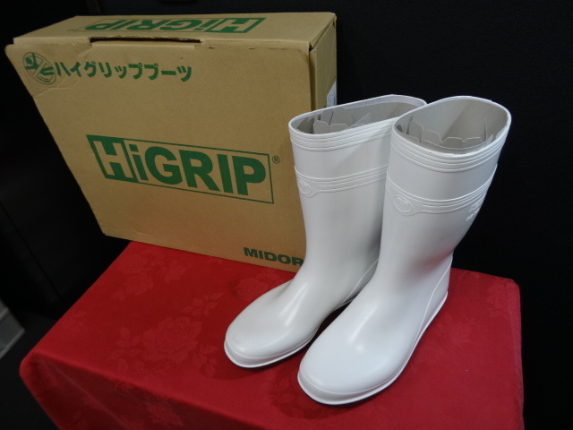 未使用　ミドリ安全 　長靴 　ハイグリップブーツ 23.5 cm スーパーホワイト HG2000 抗菌 耐油 日本製　　p2_外箱へこみあり