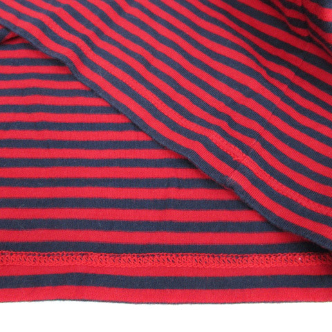 クミキョク 組曲 KUMIKYOKU Tシャツ カットソー 半袖 スクエアネック ボーダー柄 2 赤 紺 レッド ネイビー /FF10 レディース_画像4