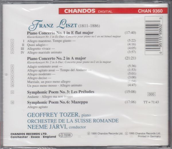 [CD/Chandos]リスト:ピアノ協奏曲第1&2番/G.トーザー(p)&N.ヤルヴィ&スイス・ロマンド管弦楽団_画像2
