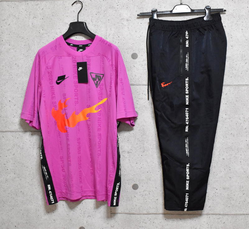 30%OFF NIKE セットアップ / ジャージ Tシャツ (M) / ウーブン パンツ (S) / NSW ピンク ブラック NSP SPORTS WEAR テックフリース AMBUSH_画像1