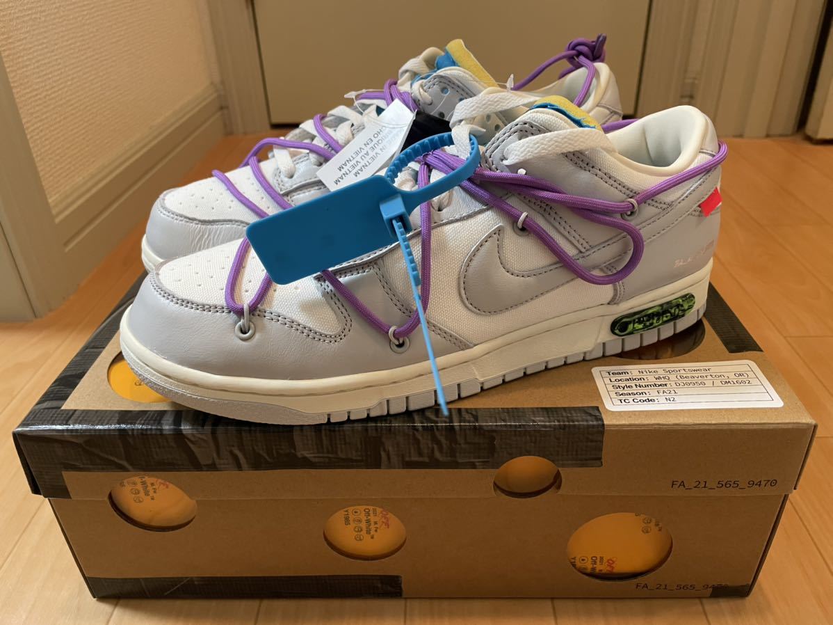 27.5cm off-white NIKE DUNK LOW 1 OF 50 LOT47 47 THE50 オフホワイト ナイキ ダンク ロー スニーカー SNKRS 限定アクセス レア_画像2