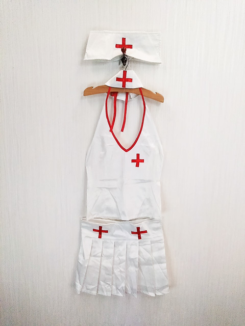 ap4363 0 free shipping new goods cosplay clothes nurse clothes M~L size white sexy skirt choker attaching cord Halloween party 