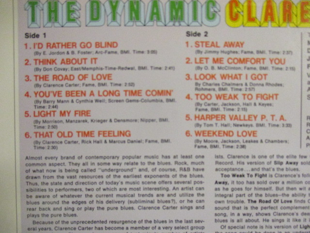 ★ Clarence Carter ： The Dynamic LP ☆ 「Steal Away」,「Too Weak To Fight」収録 / Deep Soul / 落札5点で送料無料_画像3