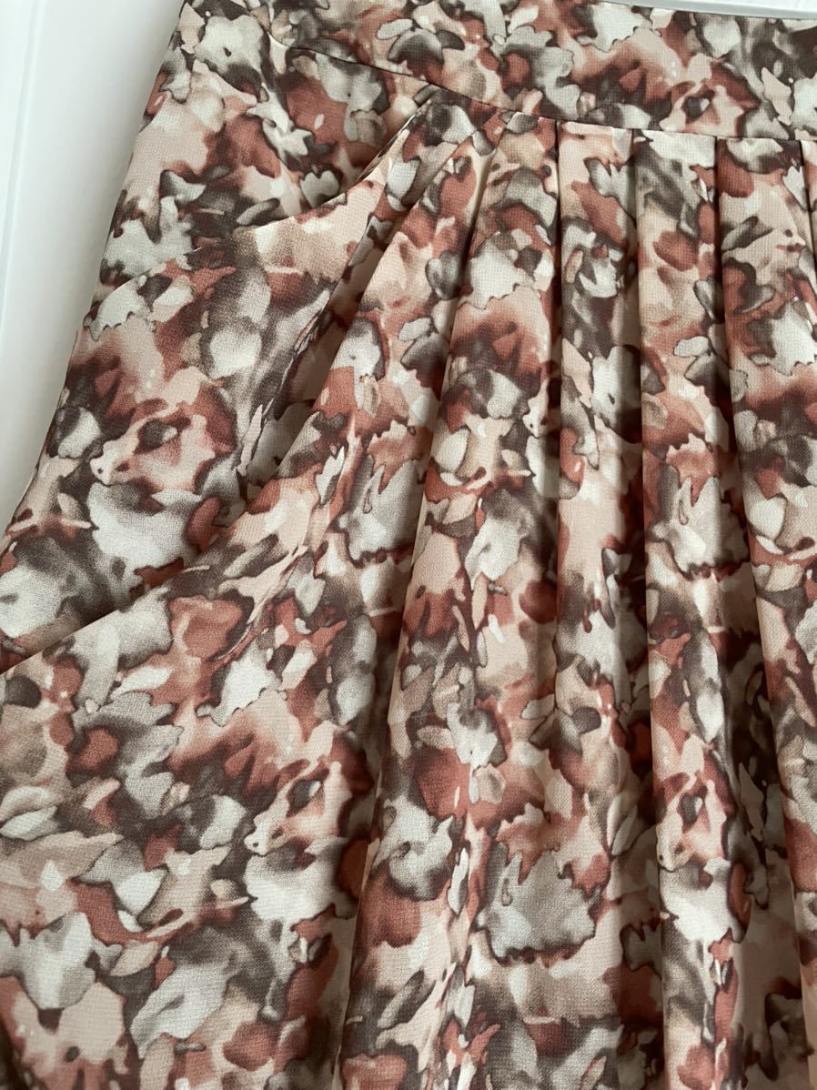 ANAYI テラコッタ モザイク タイトシフォンスカート サイズ 36 ギャザースカート
