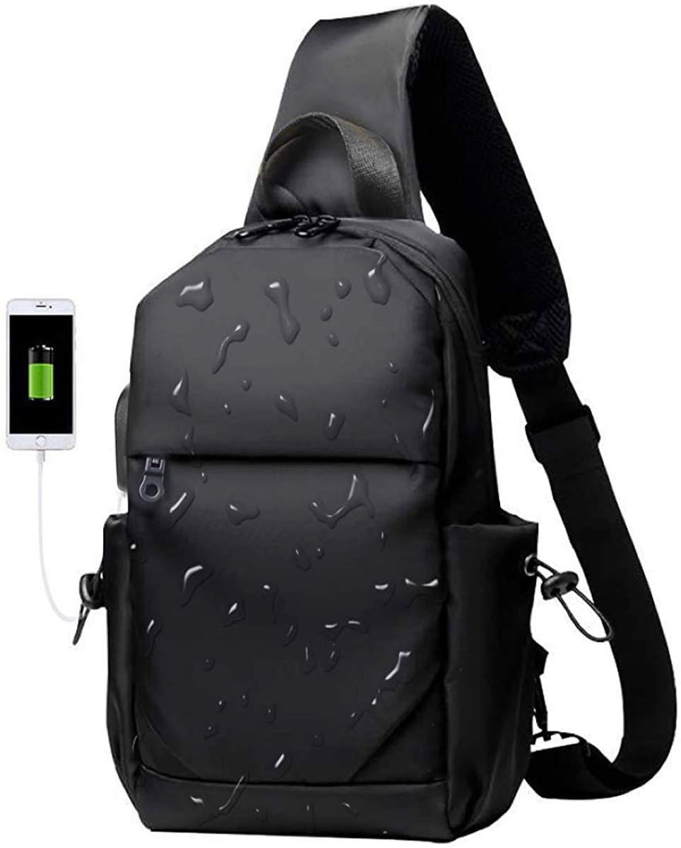 斜め掛け ボディバッグ ショルダーバッグ 斜めがけバッグ スポーツバッグ メンズ 防水 iPad収納可能 USBポート 自転車旅行
