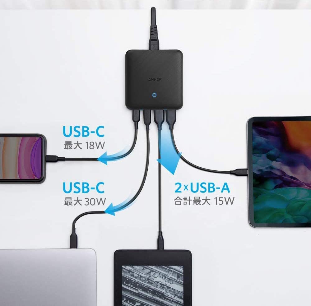 Anker PowerPort Atom III 63W Slim PD 充電器 4ポート USB-C 急速充電器 PPS 規格対応 PD対応 PowerIQ 3.0 (Gen2) GaN(窒素ガリウム)_画像4