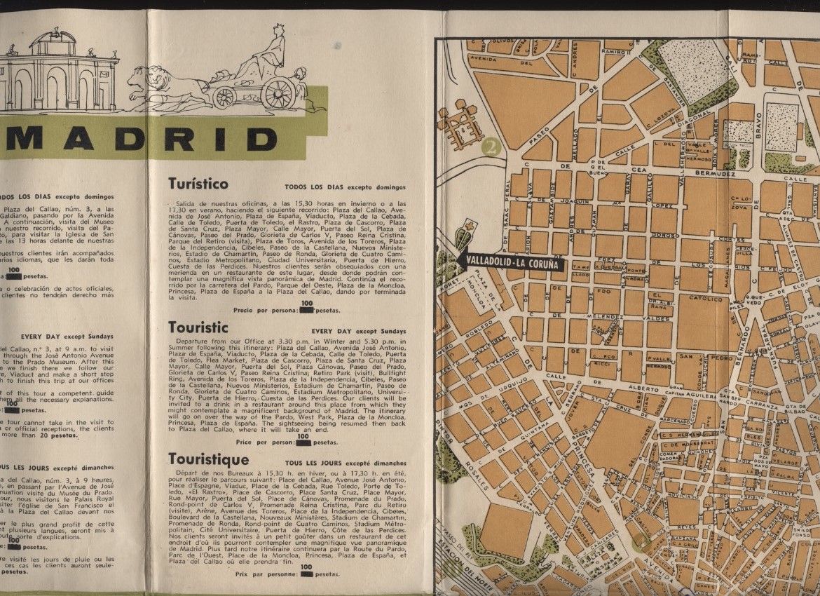 スペイン マドリード地図 観光案内パンフ 1枚　Madrid 　 　　　検索：マドリッド市街地図 マドリー スペイン料理 ワイン 闘牛_画像10