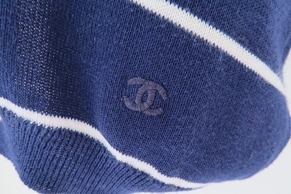 apc シャネル CHANEL ニット・セーター M 紺 半袖 コットン ボーダー