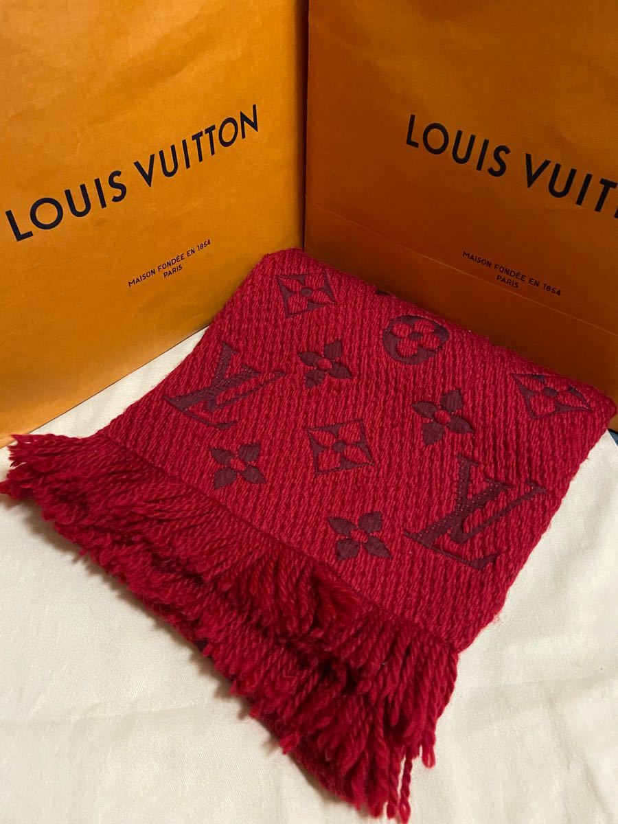 LOUIS VUITTON ルイヴィトン レッド　モノグラム　マフラー　ストール