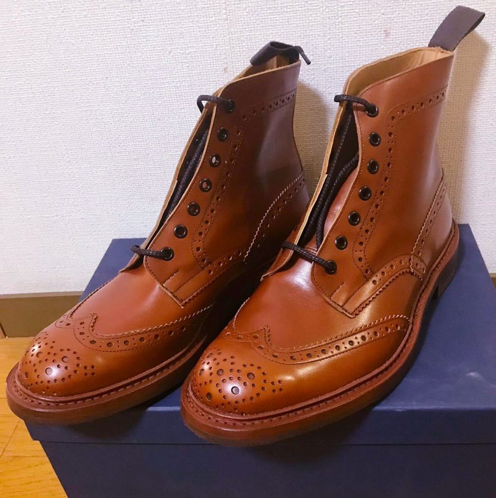 新品★イギリス製★Tricker'sトリッカーズ 2508 カントリーブーツ アンティーク ウィングチップUK9 marron antique Brogue Boots