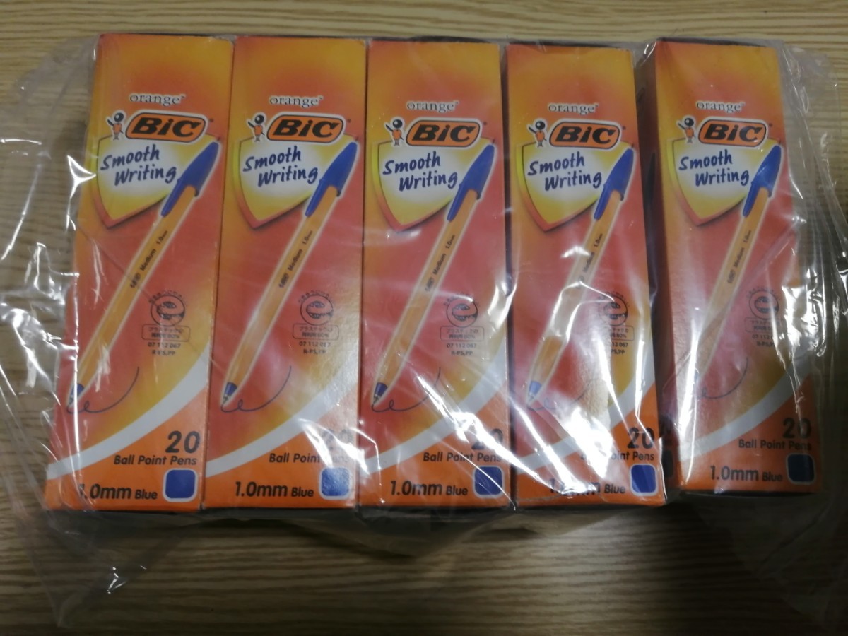 (100本セット)BIC 油性ボールペン オレンジEG 1.0mm 青 業務用パック E-ORMJ20EGBLU 5箱