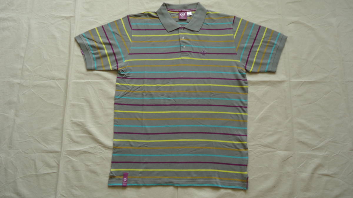 LRG старый модель рубашка-поло с коротким рукавом серый / полоса L 50%off полцены L *a-ru*ji- letter pack почтовый сервис плюс Yupack (.... версия ) анонимность рассылка 