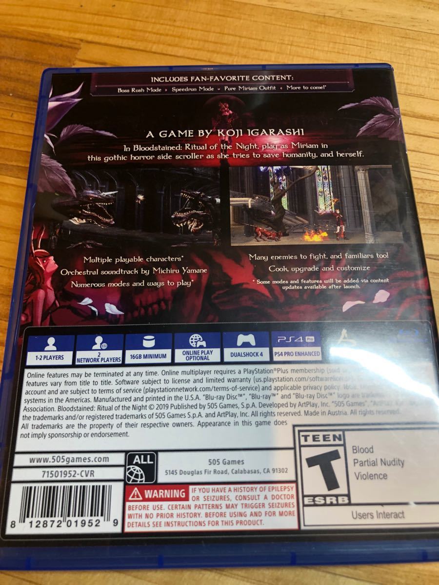 PS4北米版　ブラッドステインド   bloodstained