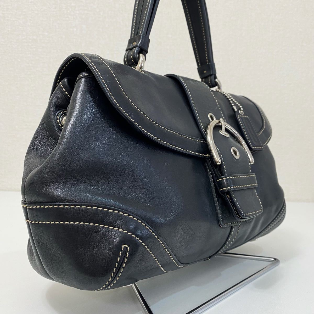 COACH コーチ ベルトデザイン オールレザー ハンドバッグ 黒 COACH コーチ ベルトデザイン オールレザー ハンドバッグ 黒