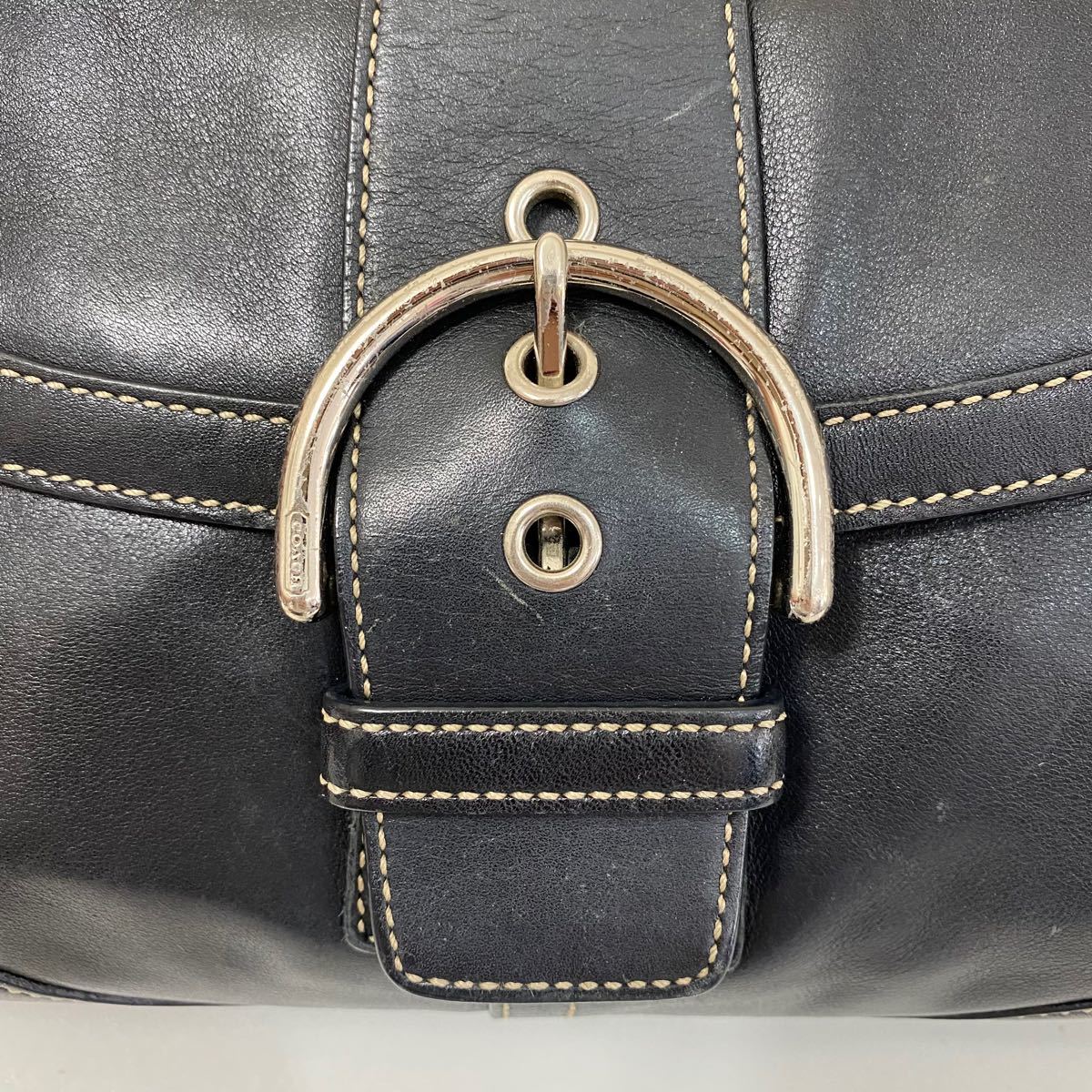 COACH コーチ ベルトデザイン オールレザー ハンドバッグ 黒 COACH コーチ ベルトデザイン オールレザー ハンドバッグ 黒
