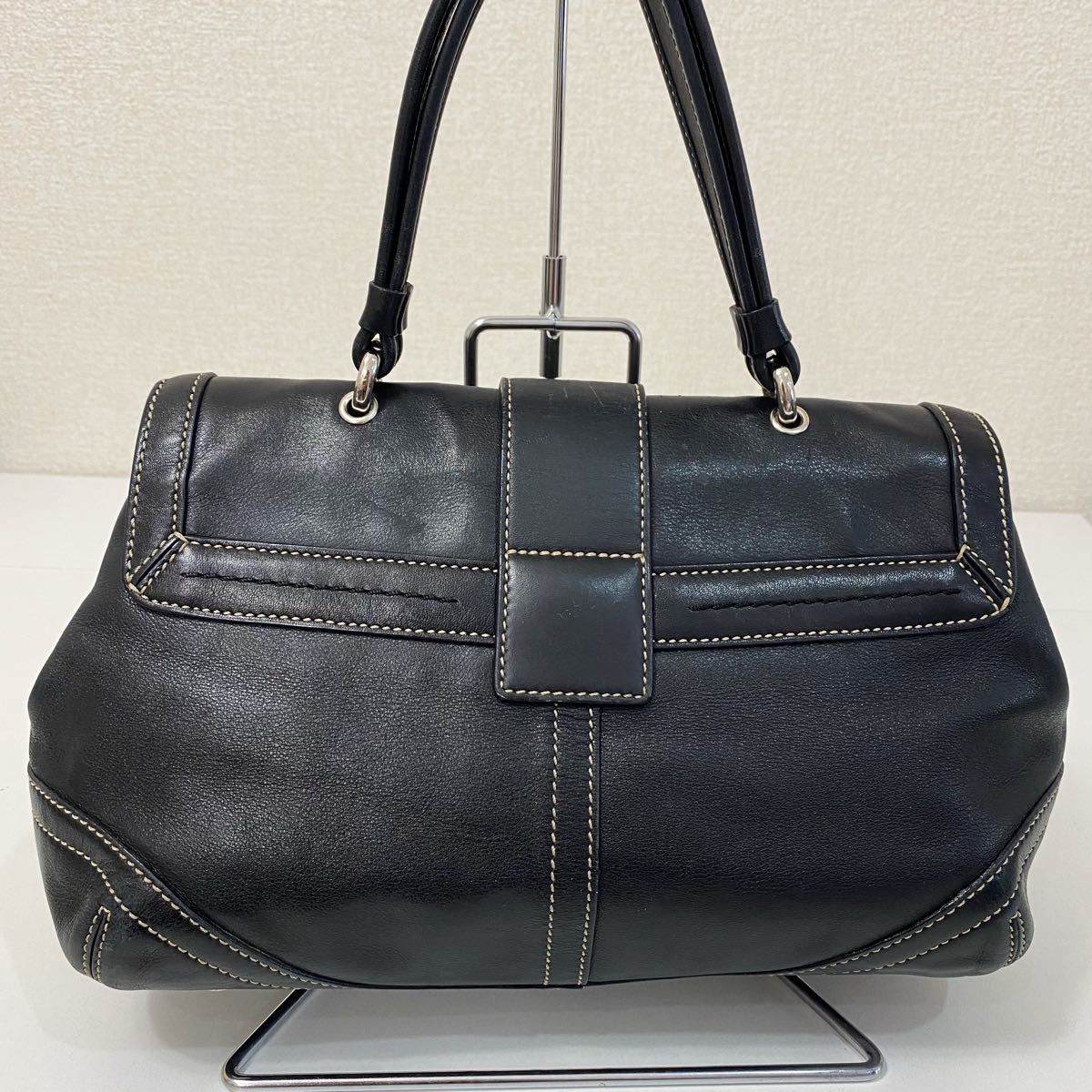 COACH コーチ ベルトデザイン オールレザー ハンドバッグ 黒 COACH コーチ ベルトデザイン オールレザー ハンドバッグ 黒