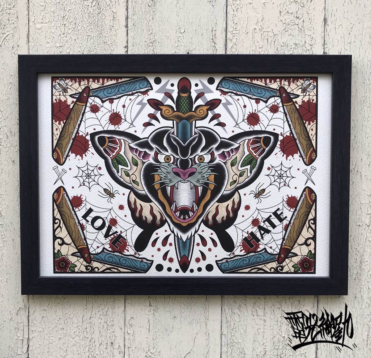 Tattoo オリジナル サイズ アメトラ アートフレーム イラスト インテリア タトゥー デザイン 刺青 絵 黒色フレーム ついに再販開始 デザイン Tattoo オリジナル サイズ アメトラ アートフレーム イラスト インテリア タトゥー デザイン 刺青 絵 黒色フレーム ついに再販開始 デザイン