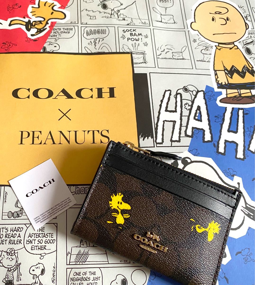 コーチ×スヌーピー☆coachウッドストック財布パスIDカードコインケース 新品 パスケース 小銭入れ 定期入れ 財布 入手困難品