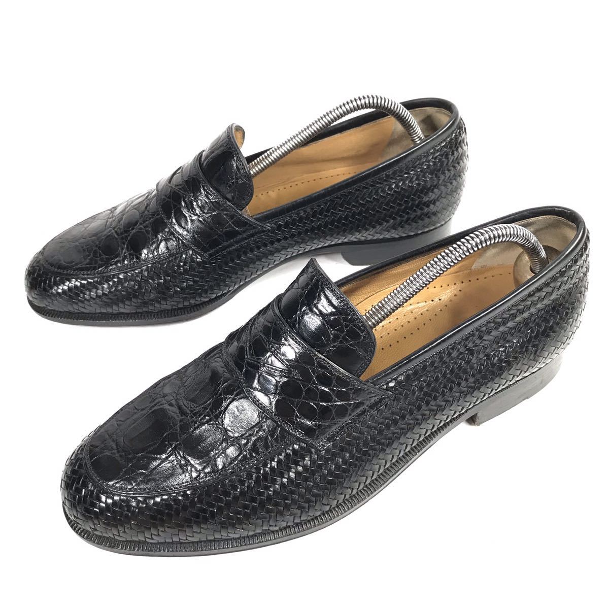 バリー】本物 BALLY 靴 26cm 黒 クロコダイル コインローファー
