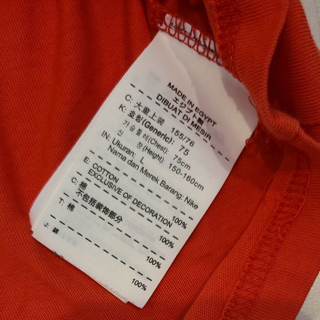 NIKE　赤オレンジ　ロゴTシャツ　L　美品