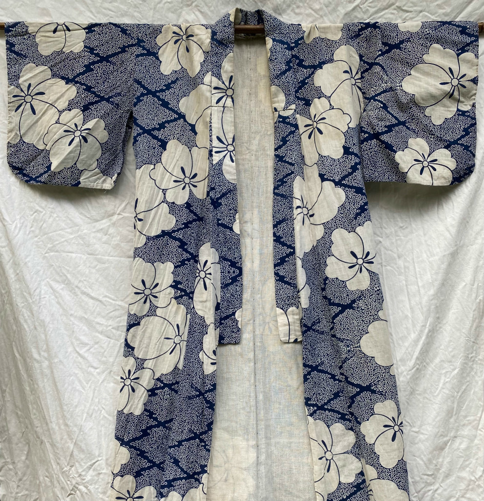 絞り柄 もめん 手差し 羽織 浴衣 藍染 INDIGO BLUE インディゴブルー JAPAN VINTAGE ジャパンヴィンテージ BLUEWHITE