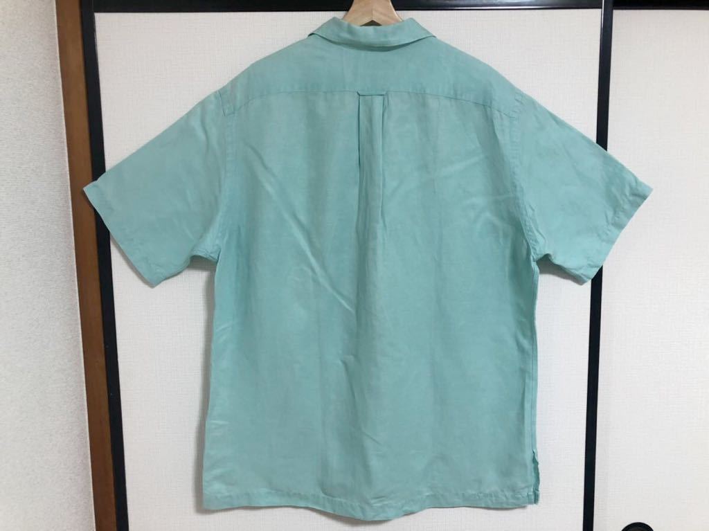 激レアカラー ティファニーブルー 90s ポロ ラルフローレン オープンカラー 開襟 半袖 シャツ L caldwell シルク リネン polo ralph RRL 激レアカラー ティファニーブルー 90s ポロ ラルフローレン オープンカラー 開襟 半袖 シャツ L caldwell シルク リネン polo ralph RRL