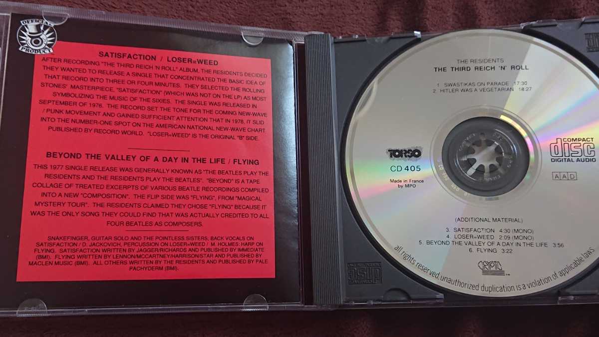 THE RESIDENTS 輸入盤CD『THE THIRD REICH'N ROLL』1976年作品 ボートラ4曲。TORSO CD405 ザ・レジデンツ