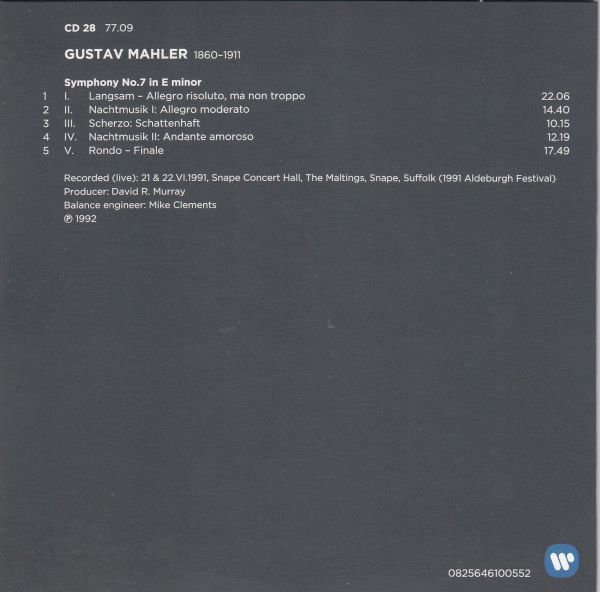 [CD/Warner]マーラー:交響曲第7番ホ短調/S.ラトル&バーミンガム市交響楽団 1991.6_画像2