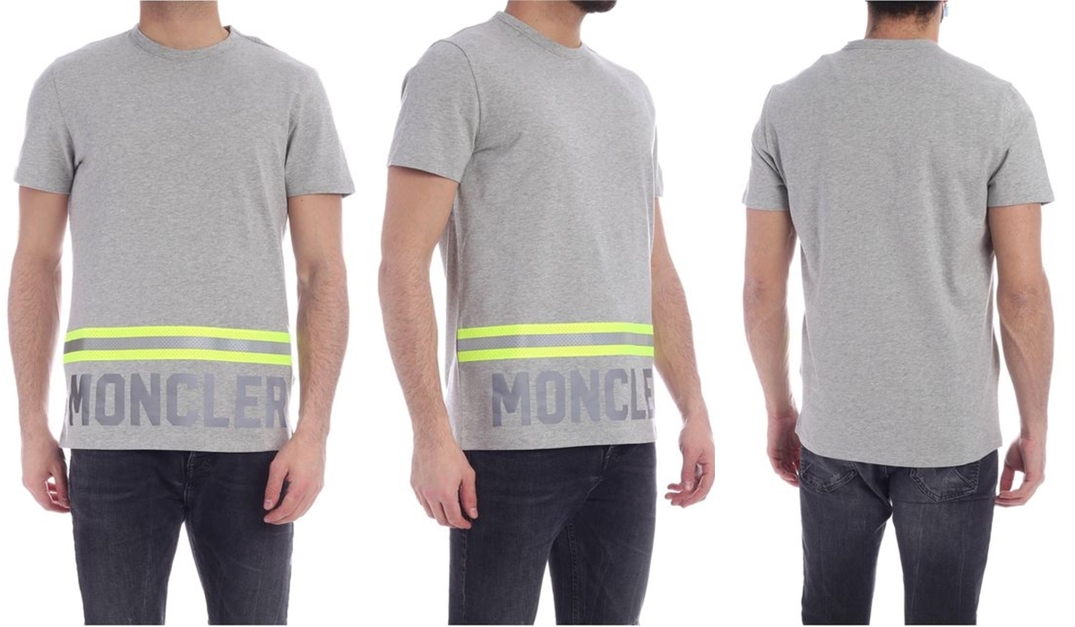 モンクレール 20SS リフレクティブ ライン Tシャツ グレー XL サイズ 