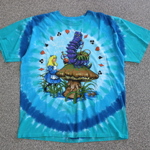 美品 00s 不思議の国のアリス LIQUID BLUE タイダイ Tシャツ L ブルー