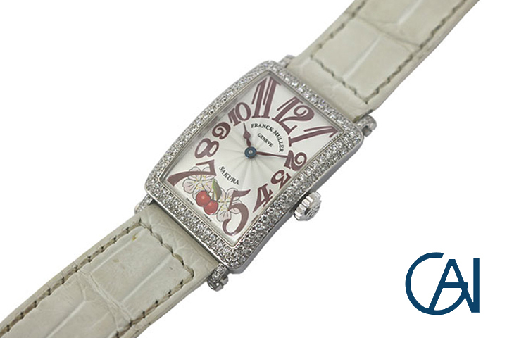 (JD-LIP-6445)FRANCK MULLER【フランクミュラー】ロングアイランド WG シルバー文字盤 902 QZ SAKURA D【USED】